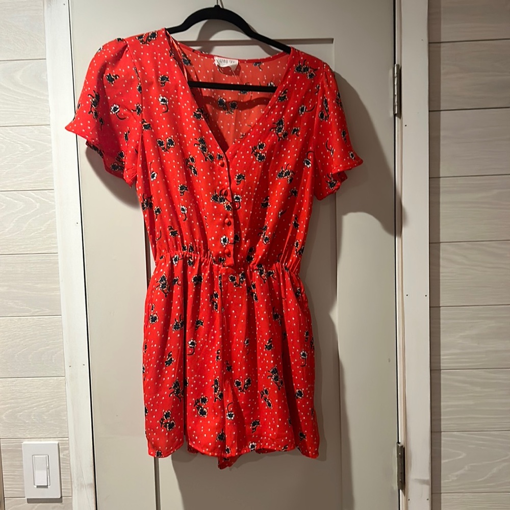 Red printed romper